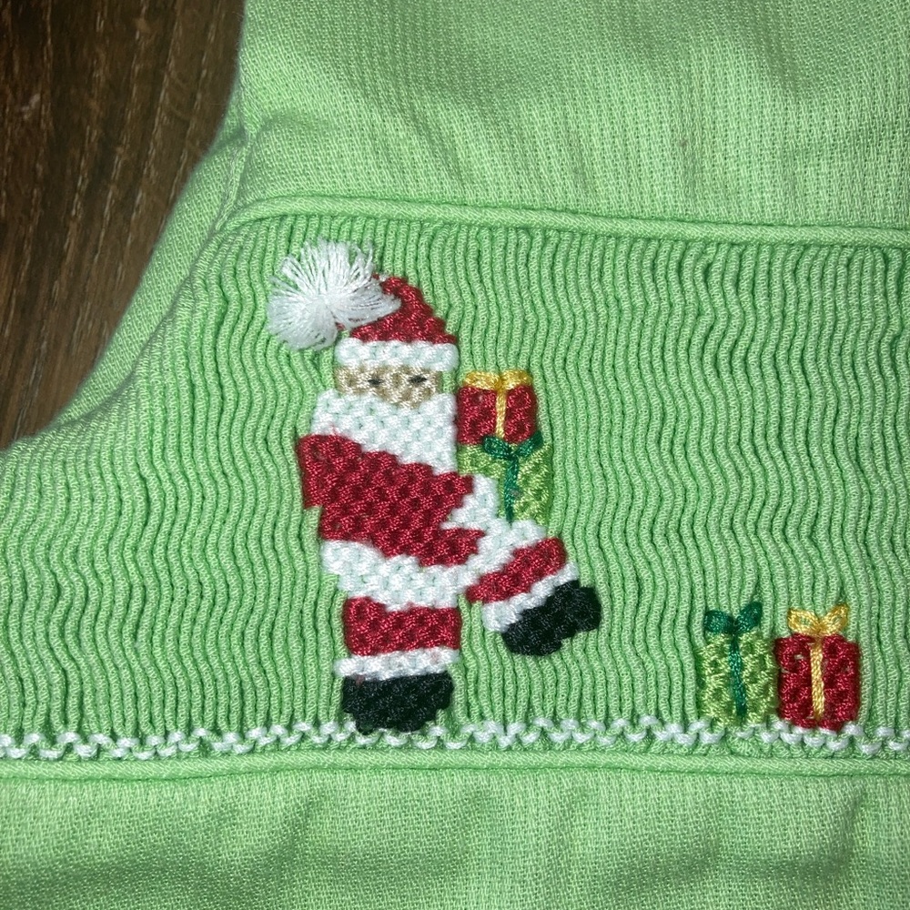 Royal Child Christmas Longalls Santa Tree Slay Presents Green Smocked 6m - Picture 5 of 12